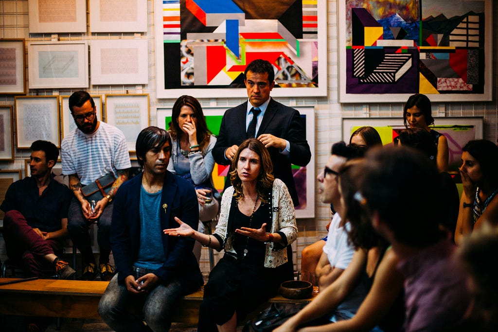 A group of diverse people having a meeting and discussing deep conversations