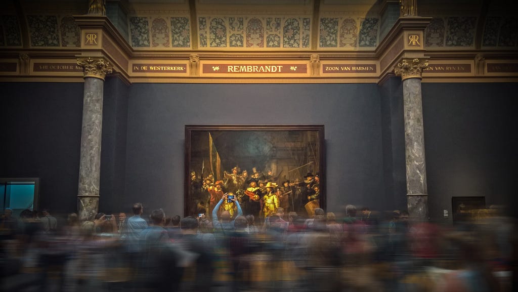 The photo I captured at the Rijksmuseum in Amsterdam. Painting is called The Night Watch.