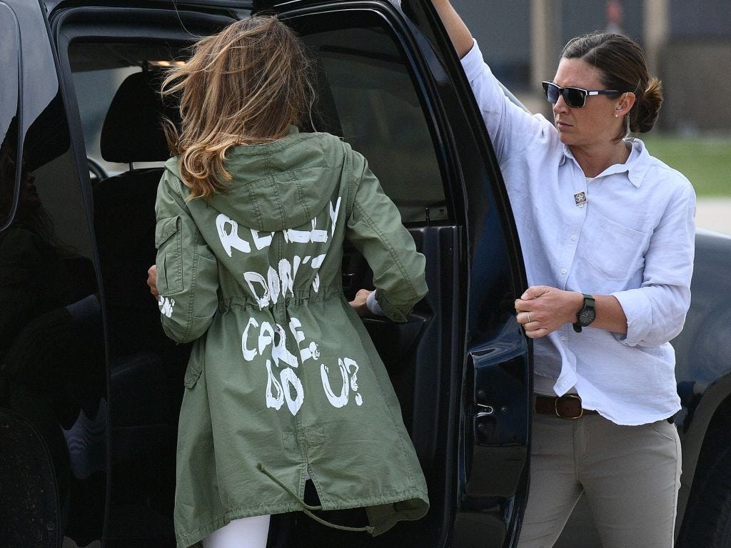 First Lady Melania Trump departs Andrews Air Force Base in Maryland on June 21, 2018.