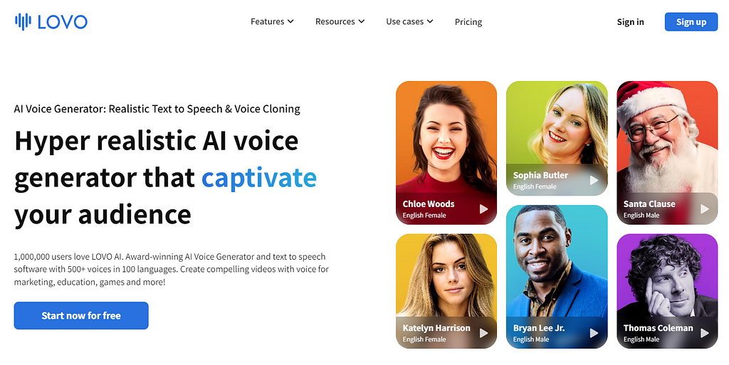 Best AI voice generators, Lovo (best for marketing materials)
