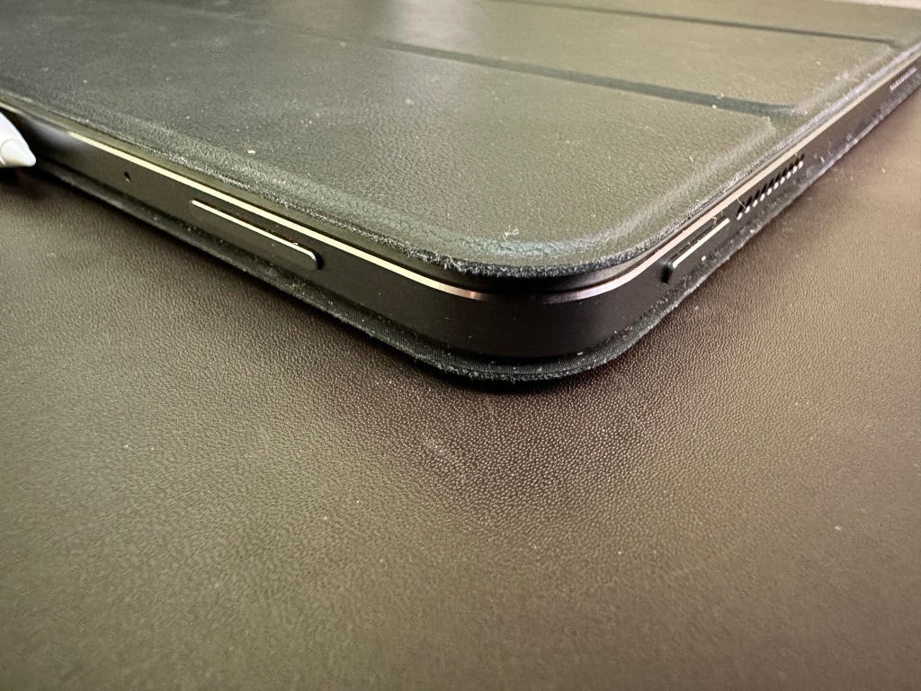 Front view with lock and volume buttons of Xiaomi Pad 6 with cover