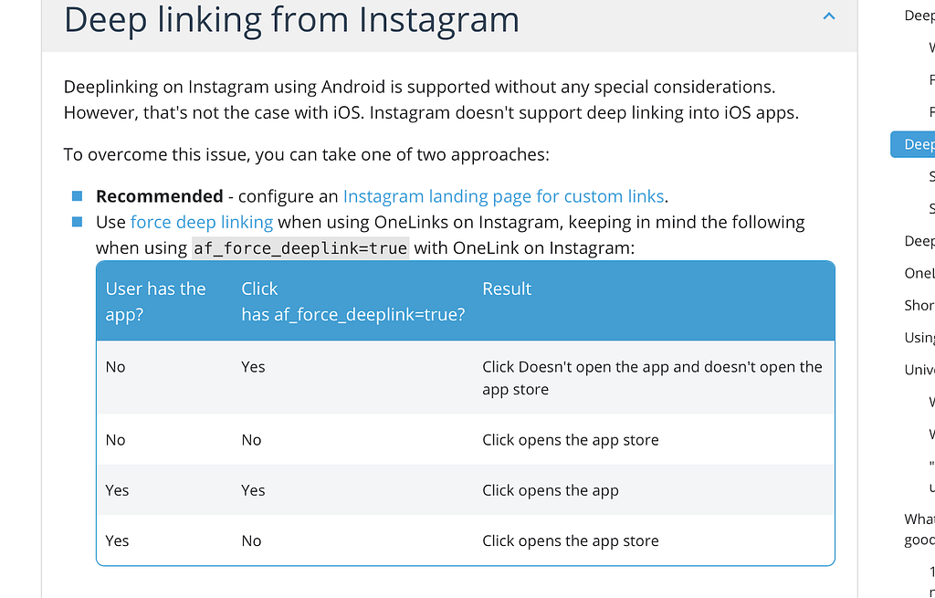 Instagram deeplink rules