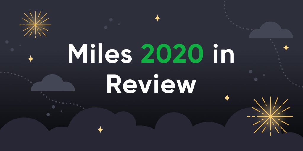 Miles 2020 in Review on black background with fireworks