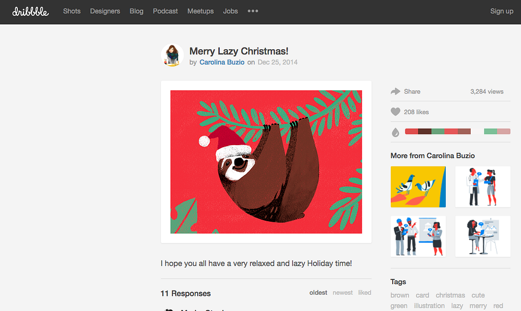 Screenshot of Dribbble bot “Merry Lazy Christmas” card