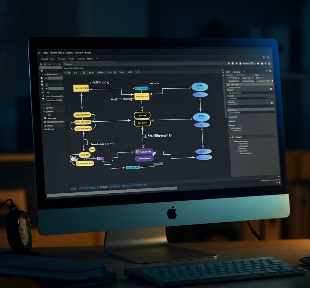 PC monitor with a diagram