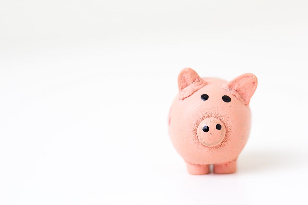 A piggy bank on white background