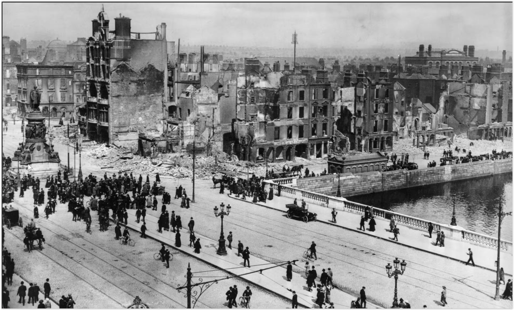 A key event in Irish history, the Easter Rising saw Dublin’s main street destroyed; I discuss this in my novel Roseleigh