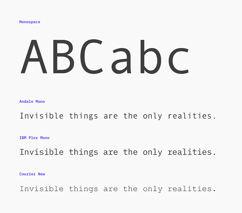 Font examples for Monospace