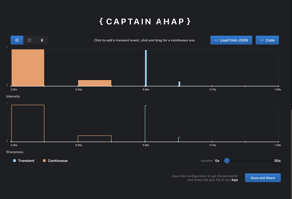 Screenshot from the visual editing tool on the Captain Ahap website