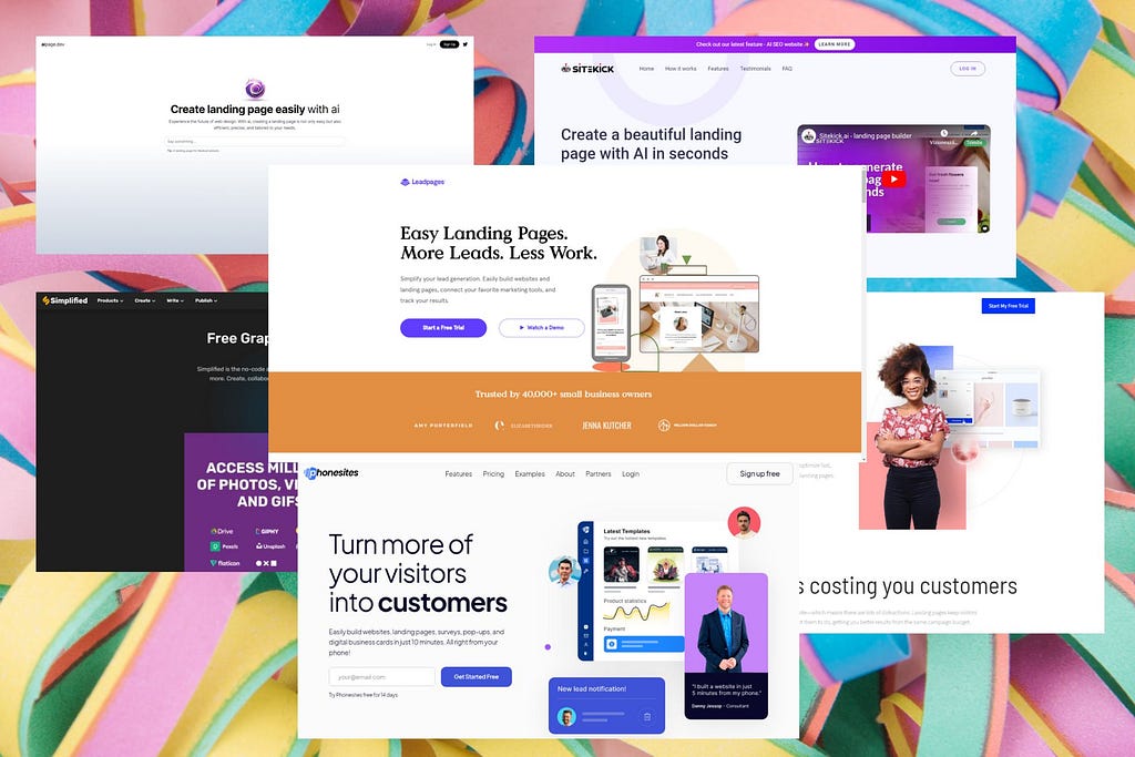 ai landing pages examples