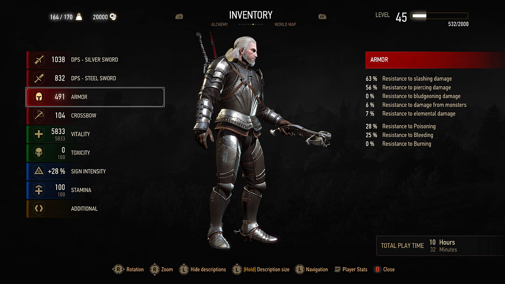 A screenshot showing a bearded character in a medieval armor.