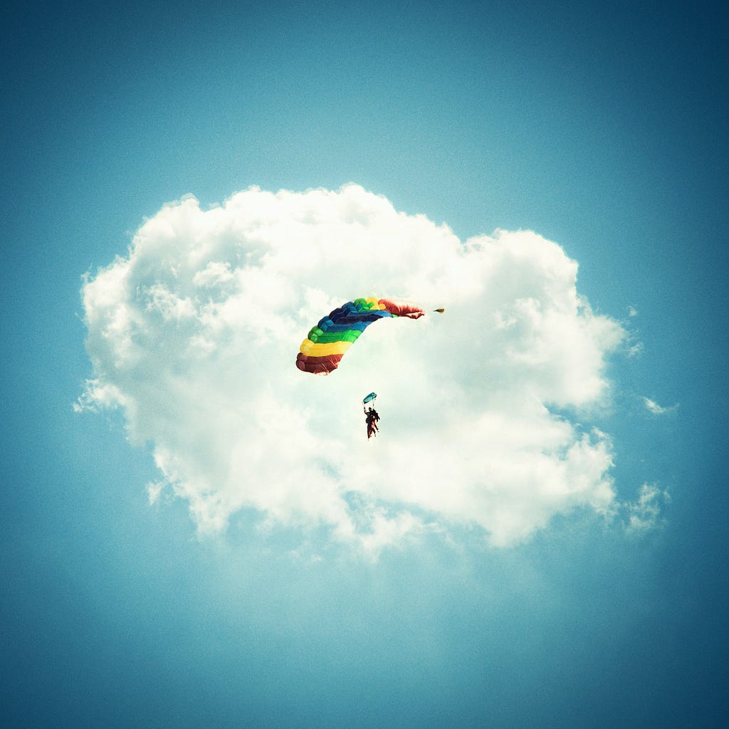 A parachute in a cloud