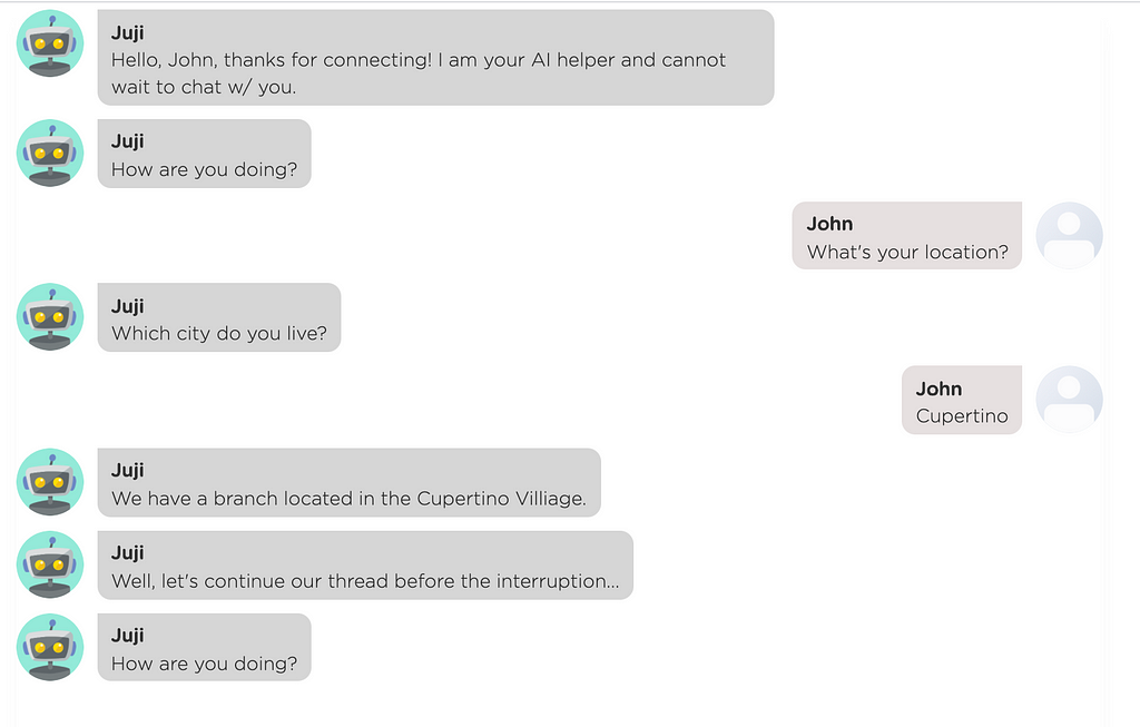 Another example of the chatbot providing the nearest branch's location with respect to the user's location