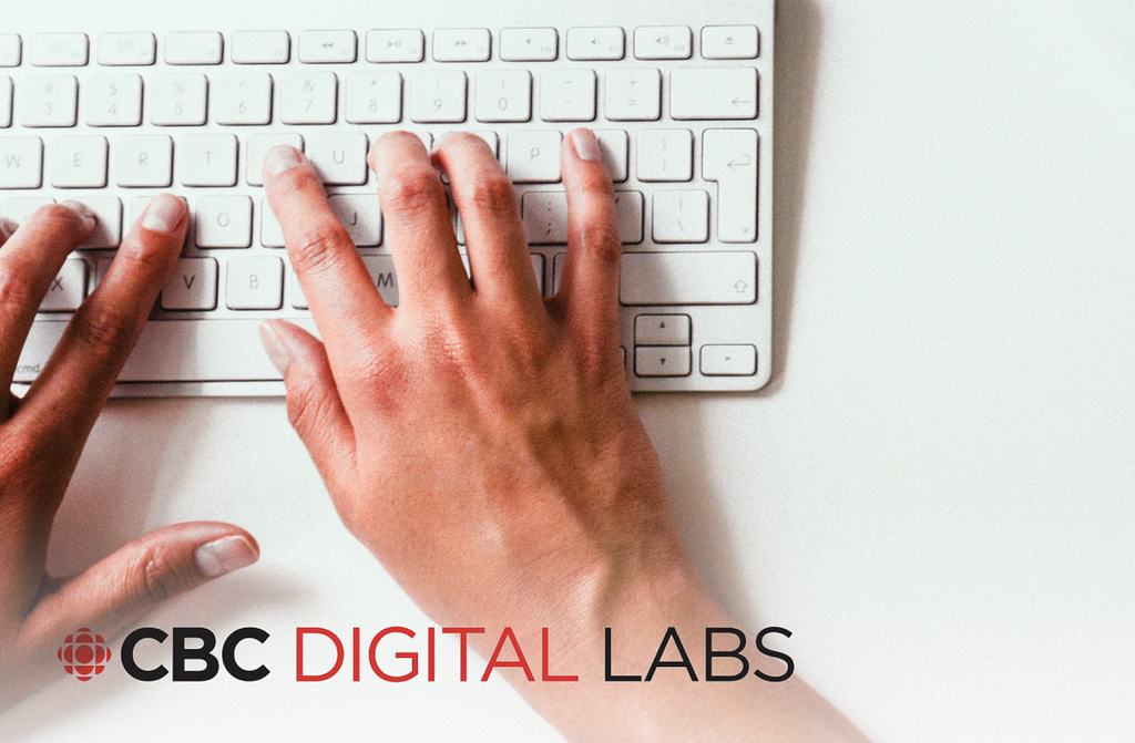 Hands typing on a keyboard with CBC Digital Labs logo