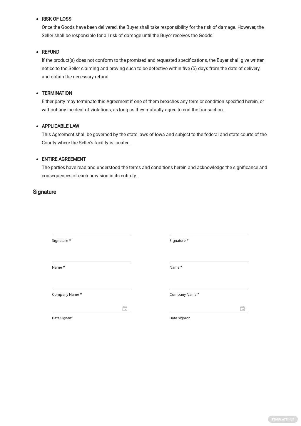 Manufacture and Sales of Goods Agreement Template  Word (DOC) Apple (MAC) Pages