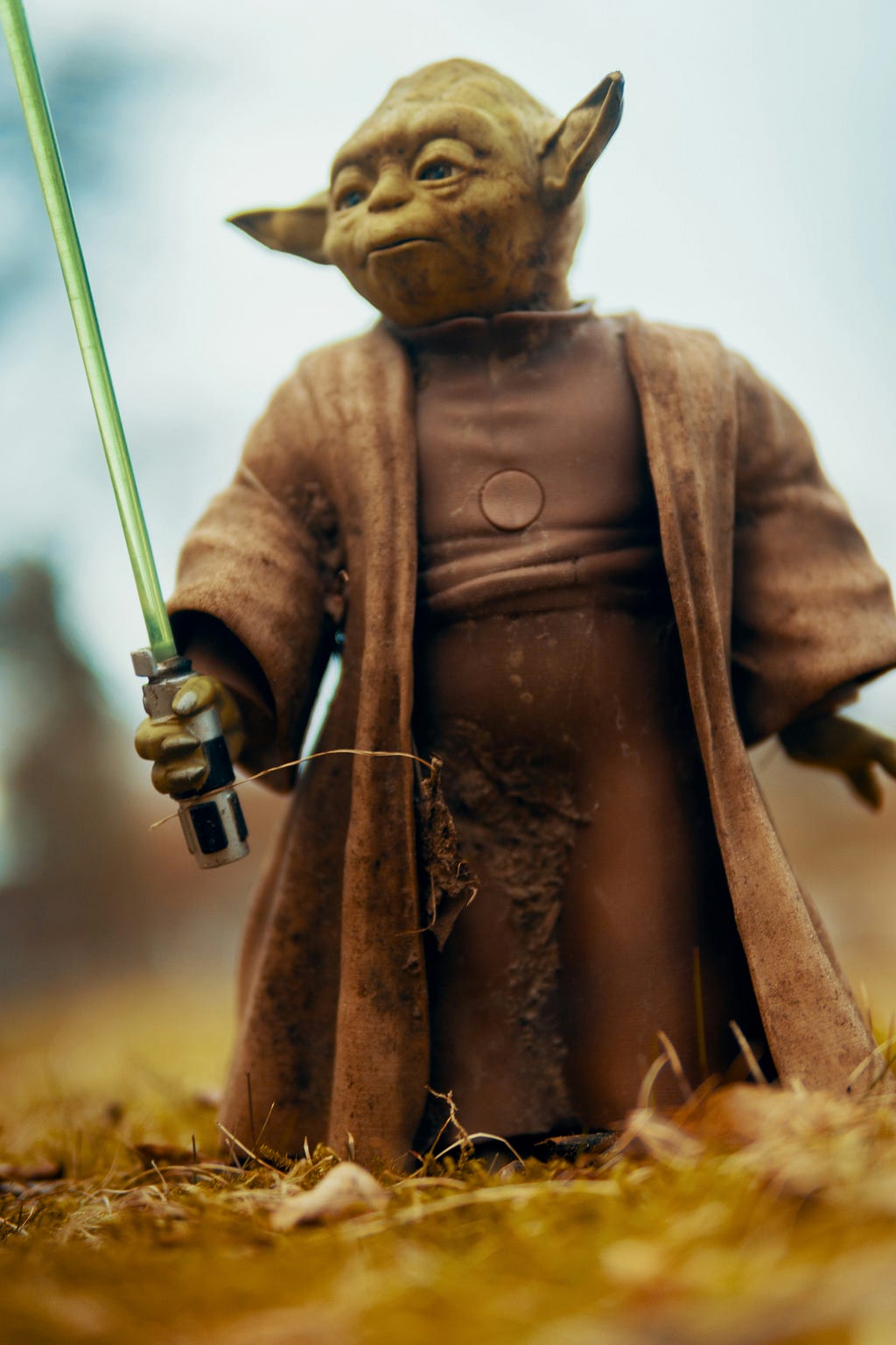 Picture of Yoda with a translucent green lance.