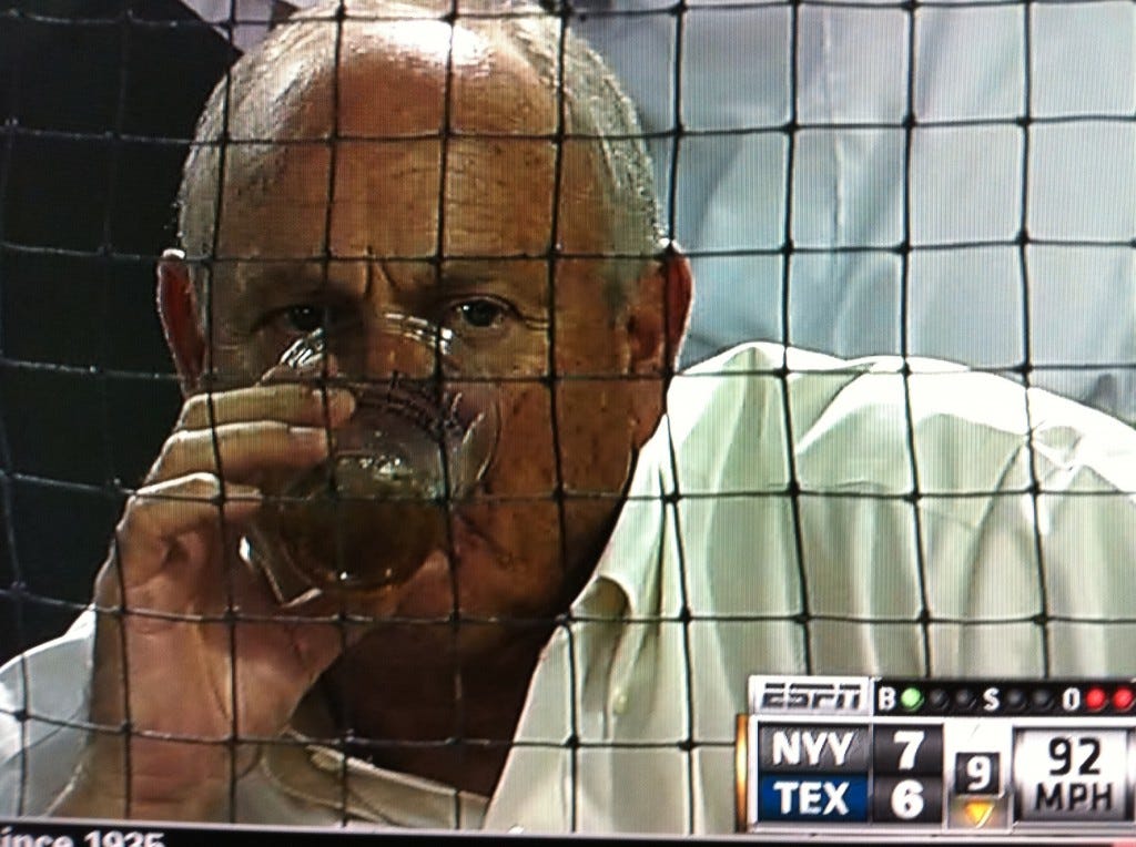 Nolan Ryan Drinking Beer after Yankees come back