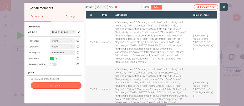 Getting all members using the Orbit node