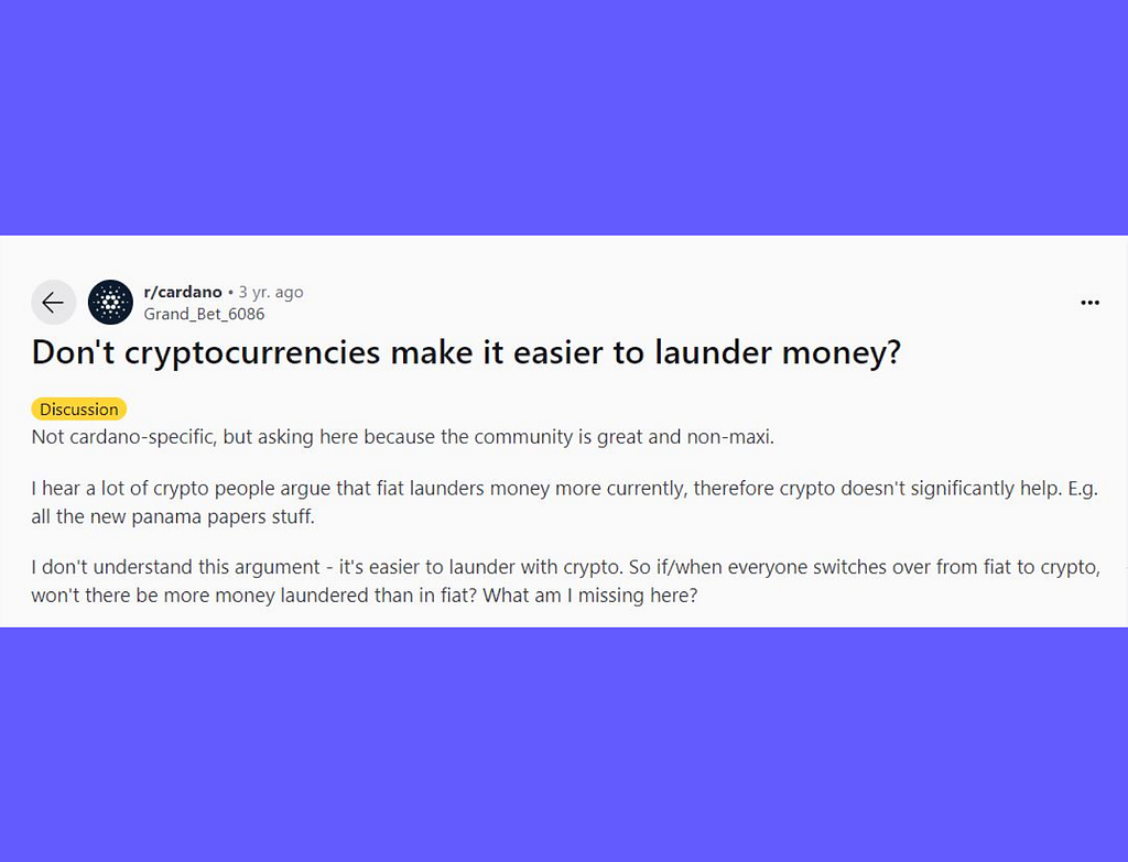 money laundering through cryptocurrency or fiat currency