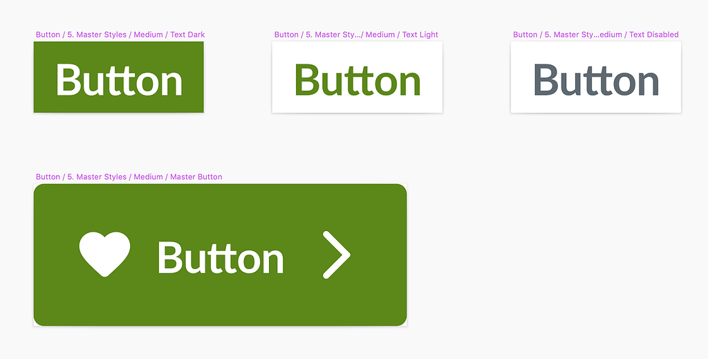 Master button with start icon, text and end icon