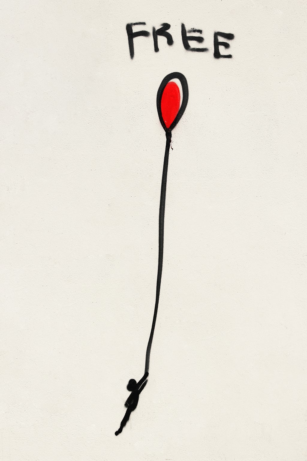 a drawing of a person hanging onto a balloon