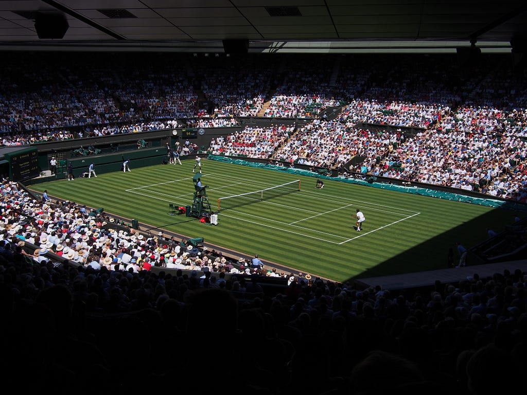 Lawn Tennis Stadium with Players and Audience