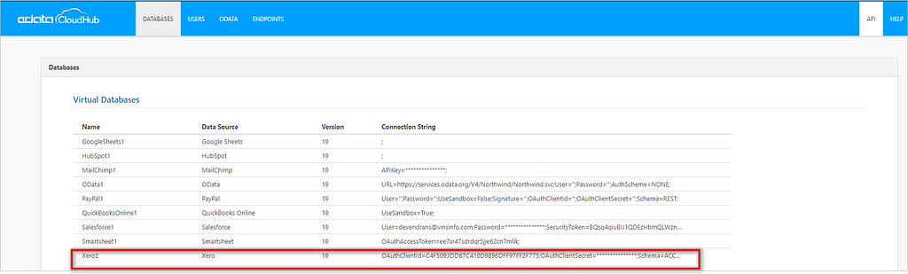 Showing Available Databases in CData Connect Cloud