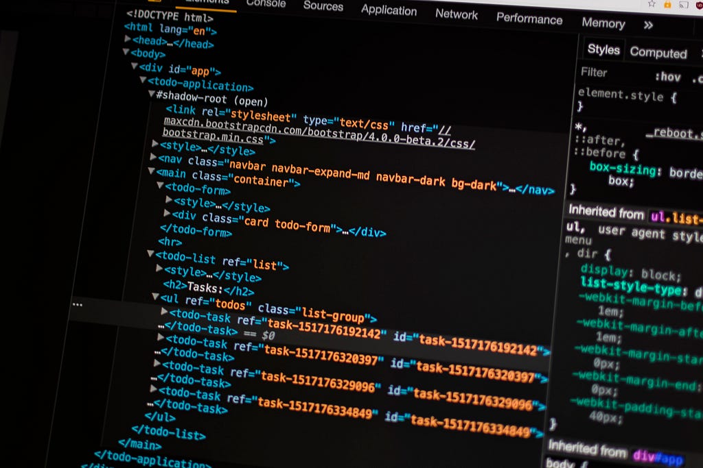 screen showing computer code