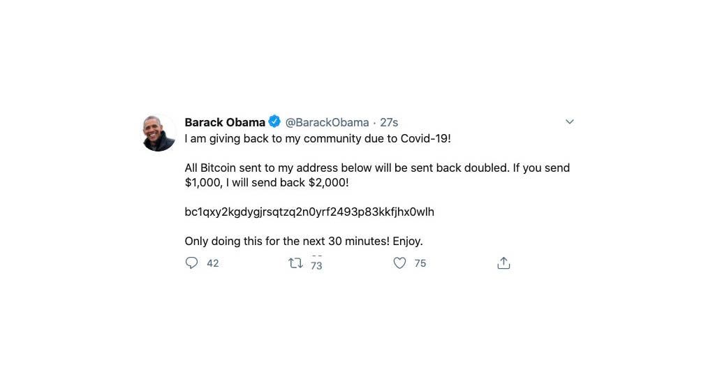 Barack Obama hacked Twitter account