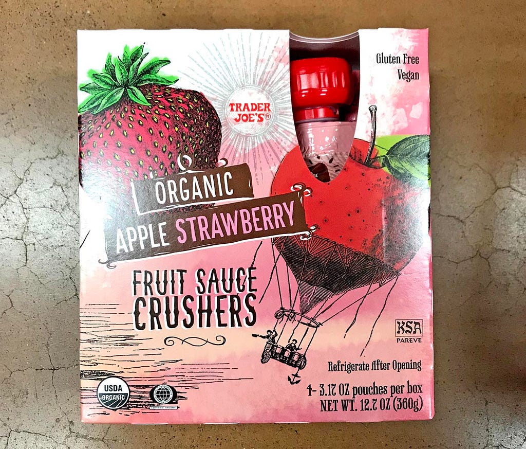 trader joe's paleo snack organic apple strawberry fruit sauce crushers box