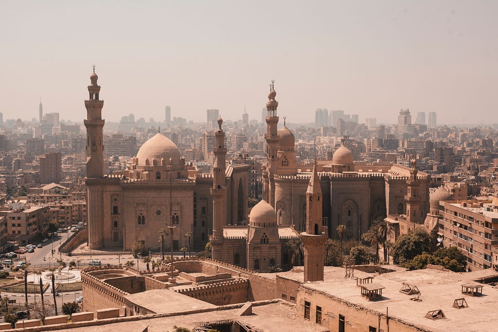 a sunny day in downtown cairo, egypt