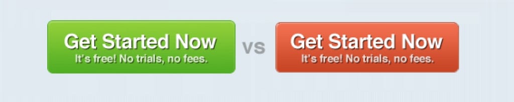 Two buttons, colored green and red, as perceived by the average human eye