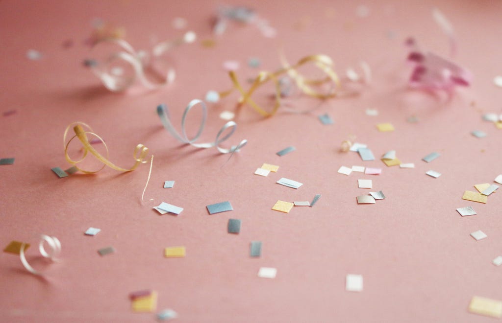 Confetti on a pink background