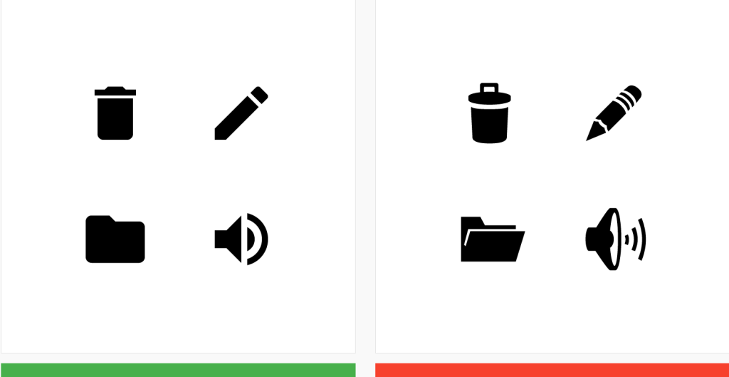 The new system icons compared to the older holo system icons. 