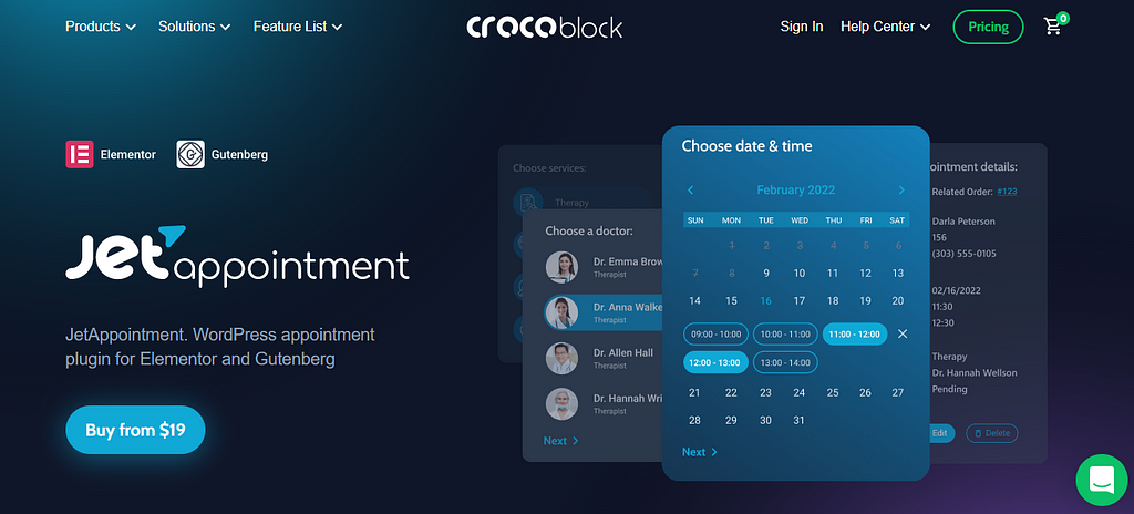 jetappointment plugin for elementor and gutenberg