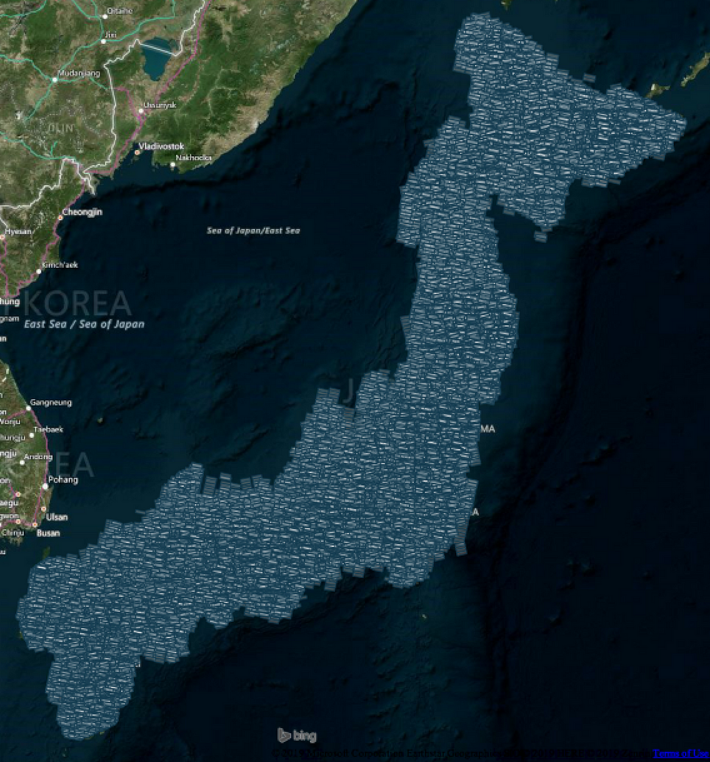 Medium resolution satellite imagery coverage of Japan