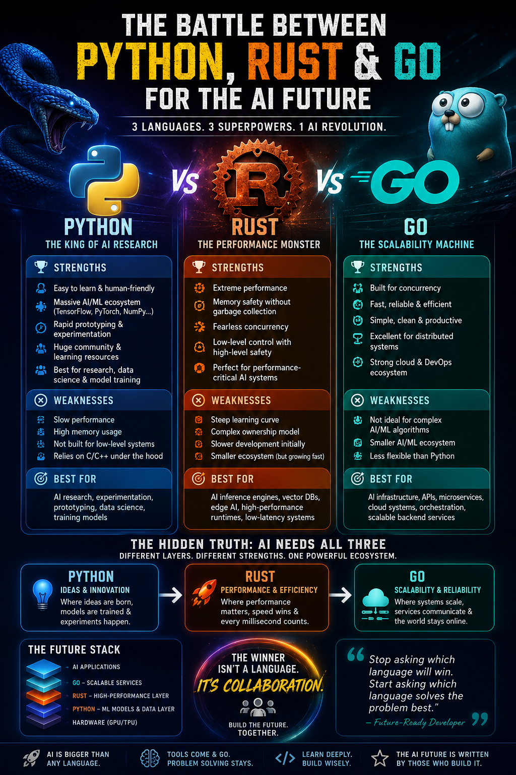 The Battle Between Python, Rust, and Go for the AI Future