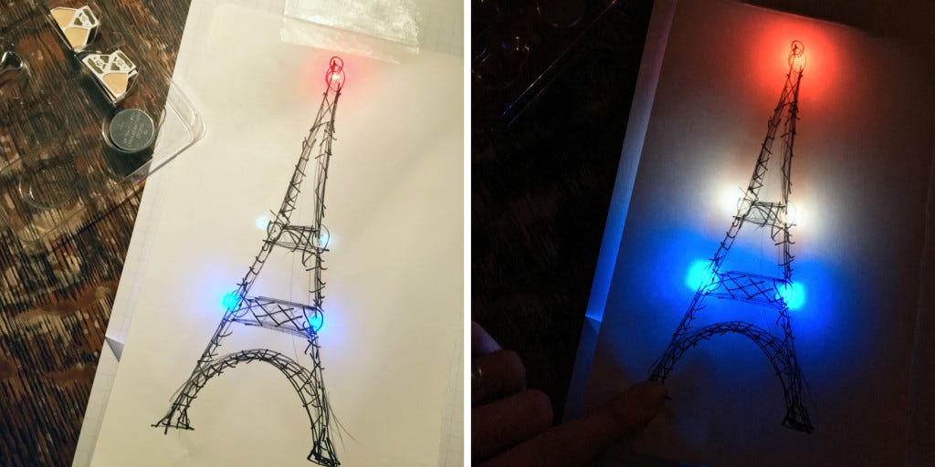 Eiffel Tower Drawing Illuminated