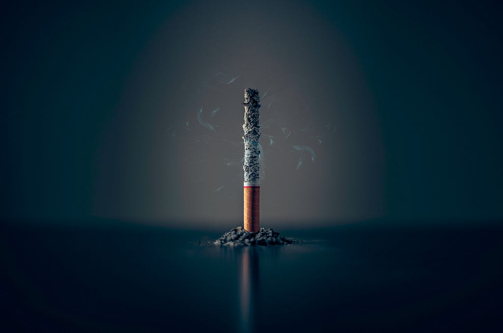 Cigarette standing upright