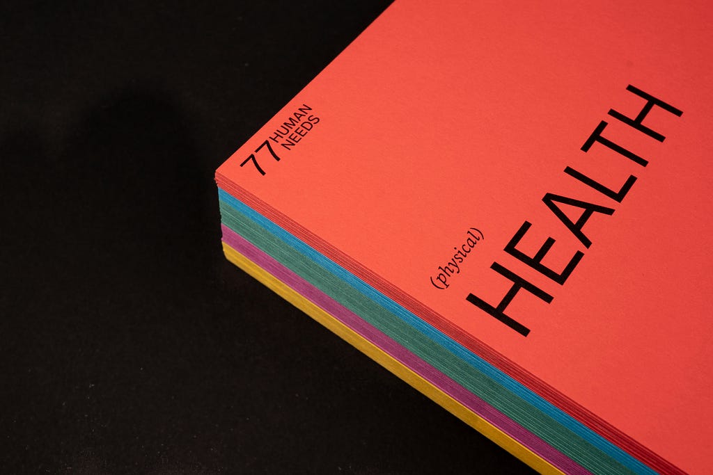 Front cover of an orange book with the word ‘Health’ on the cover