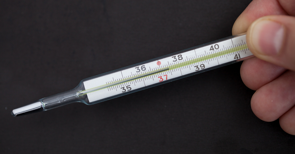 Mercury thermometer. Image created by author in Canva.