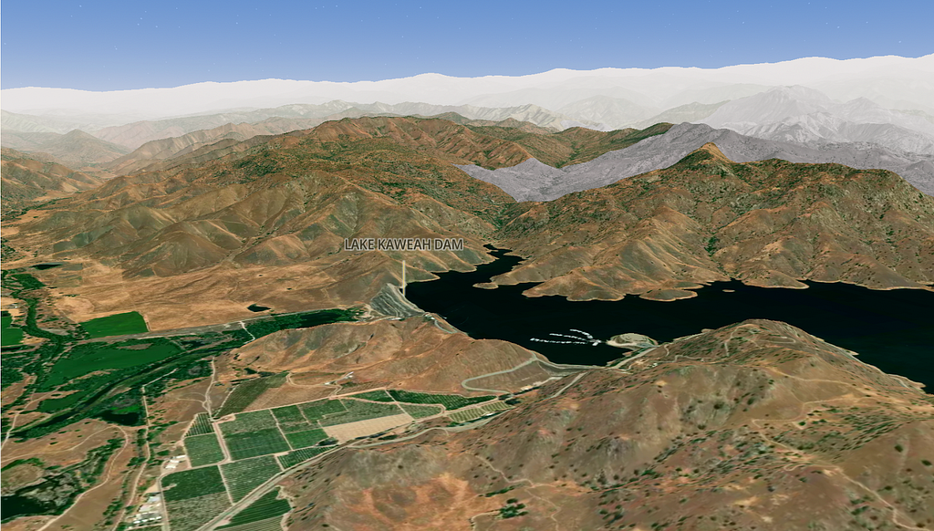 Map of dam in Tulare county California