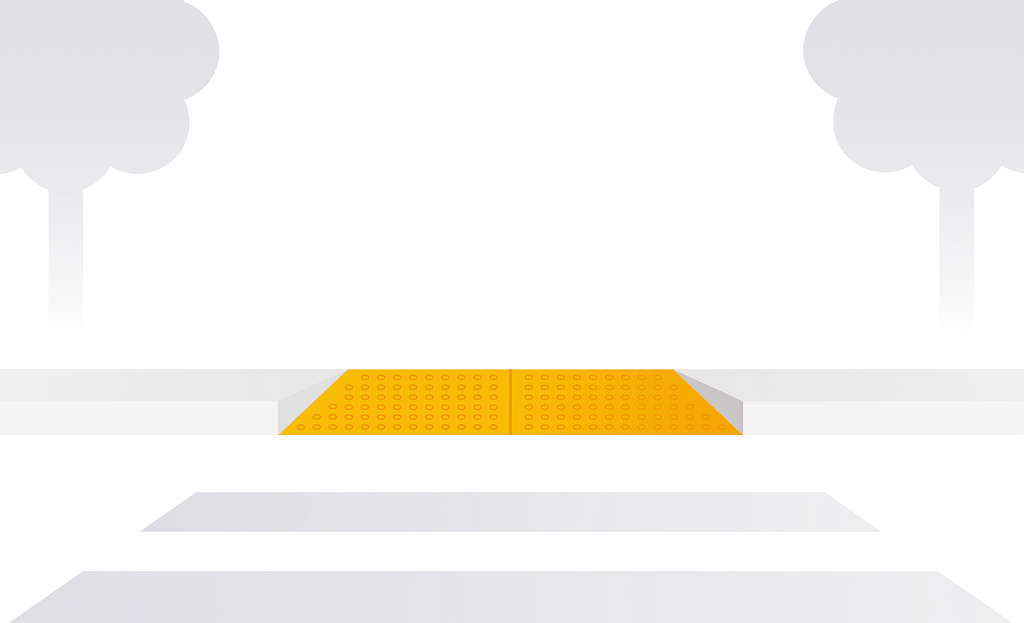 Illustration of yellow curb cut with raised bumps