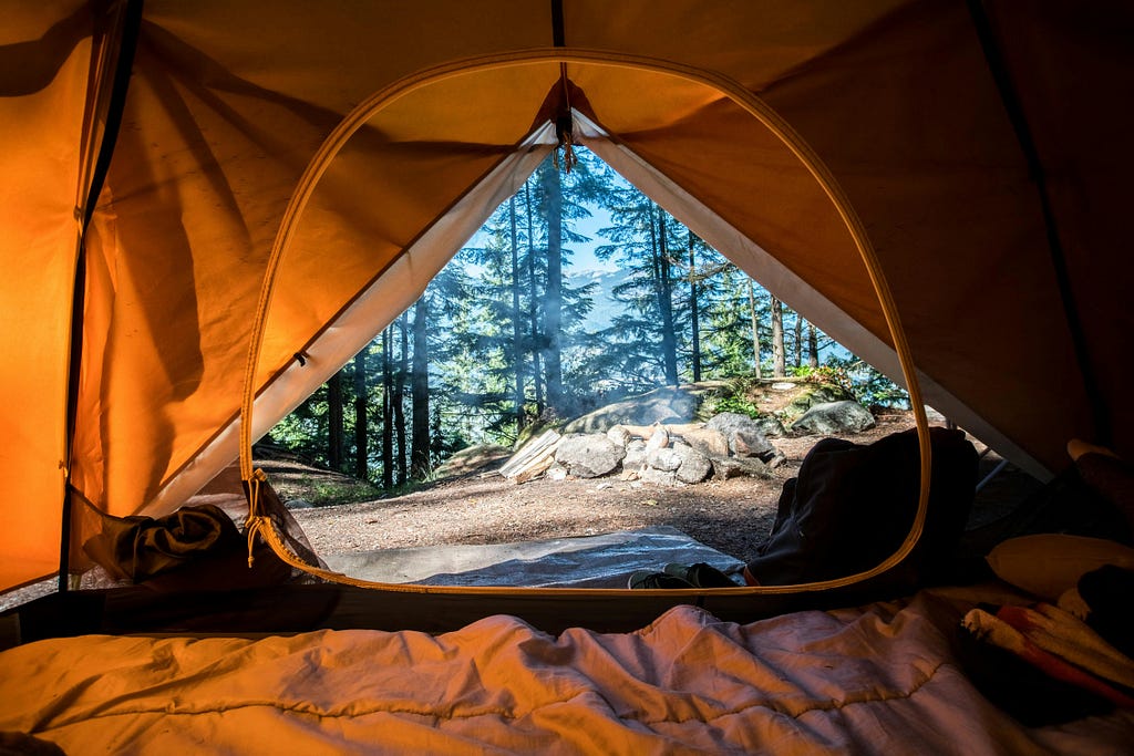 View of nature from inside a tent