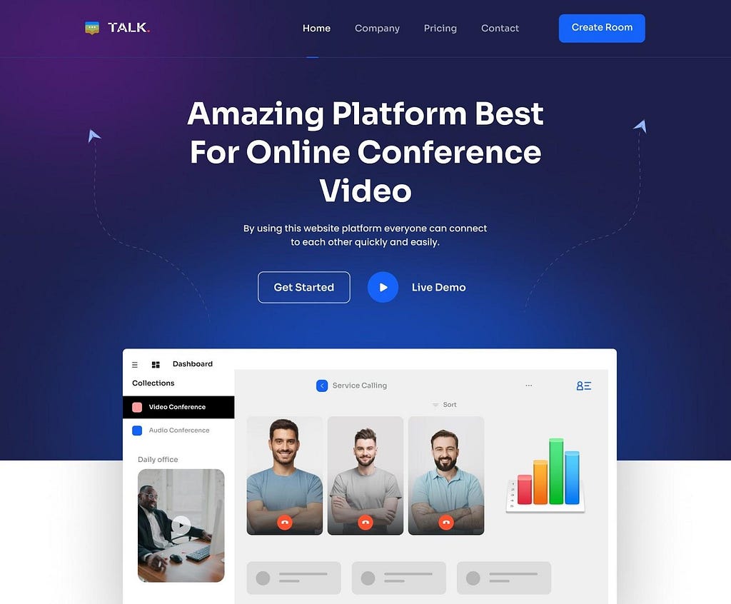 Video calling software landing page