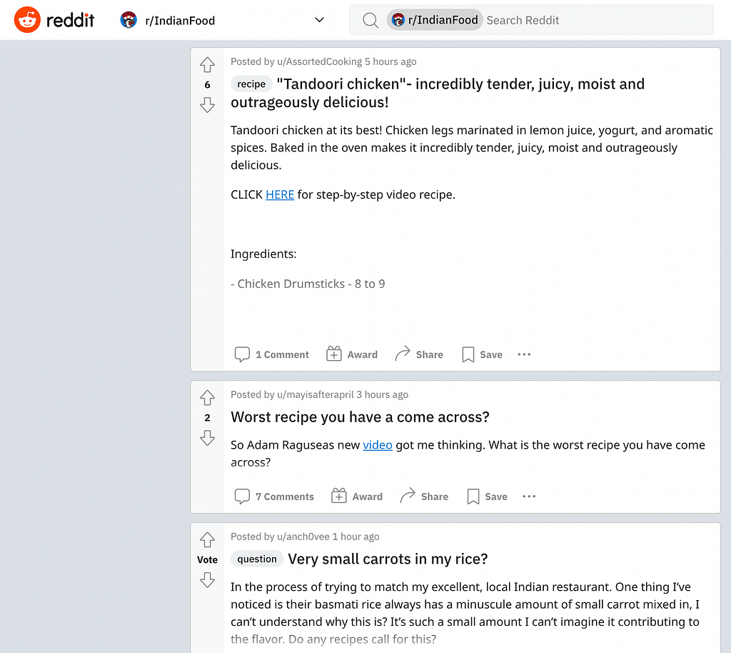 indian food subreddit