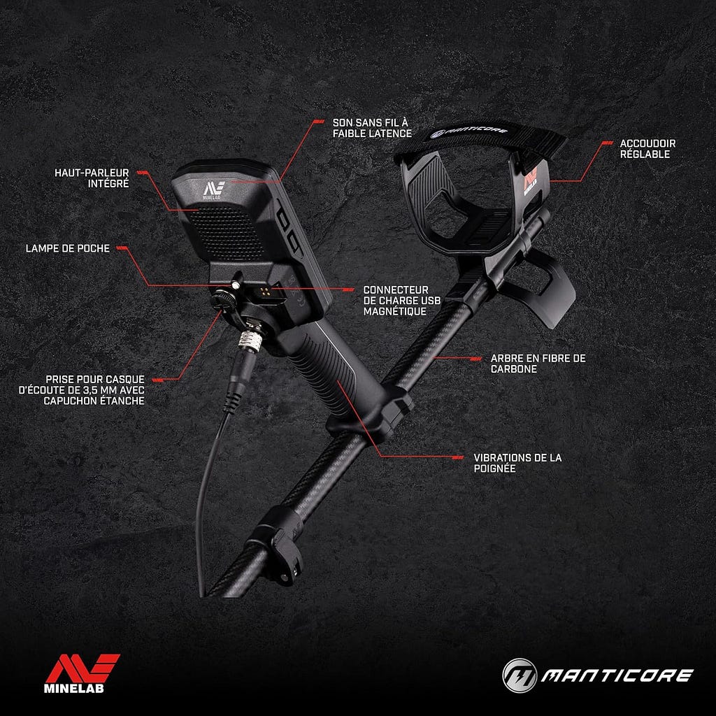 MINELAB MANTICORE High-Power Multi-IQ+ Waterproof Metal Detector for Adults with Advanced Target ID (11 Double-D Coil Included)