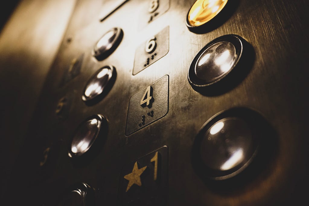 Elevator control panel with numbered buttons