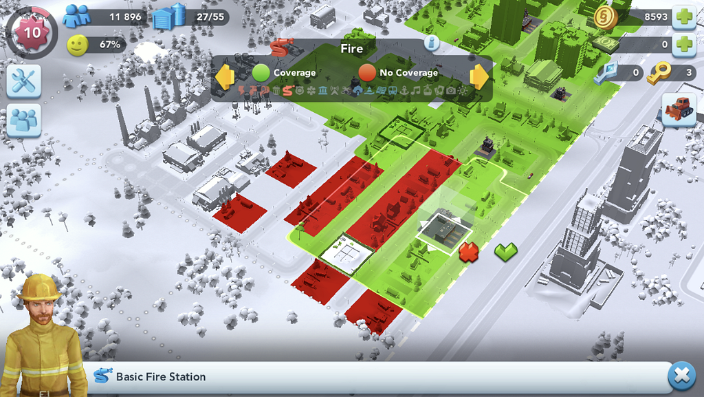 Fire Service area coverage in SimCity Buildit