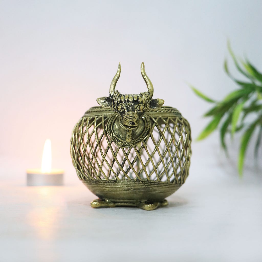 Dhokra Bull Shaped Pen Stand